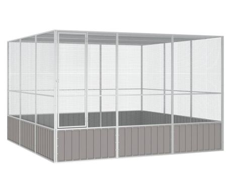 Клетка за птици сива 302,5x324,5x211,5 см поцинкована стомана