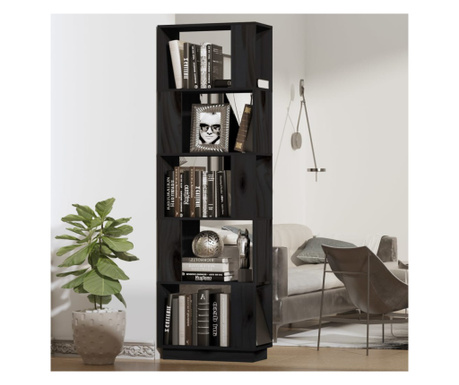 Bibliotecă/Separator cameră negru 51x25x163,5 cm lemn masiv pin