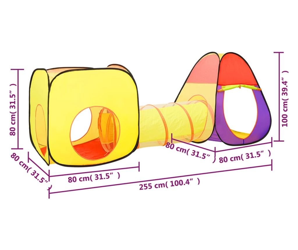 többszínű gyerekjátszósátor 255 x 80 x 100 cm - 9