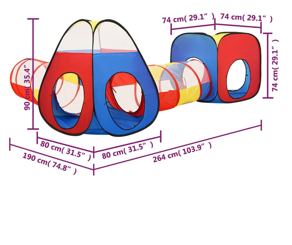 többszínű gyerekjátszósátor 190 x 264 x 90 cm - 10