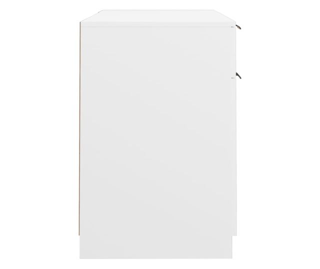 Pisarna s stransko omaro, bela, obdelano les.