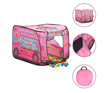 Cort de joacă pentru copii cu 250 bile, roz, 70x112x70 cm