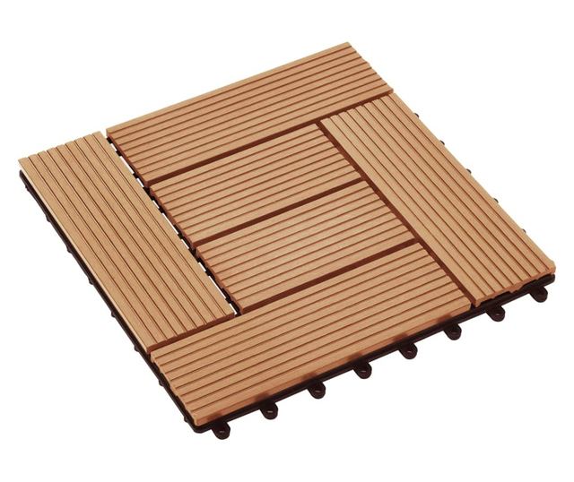 Plăci de pardoseală 11 buc, culoare tec, 30 x 30 cm, WPC, 1 mp