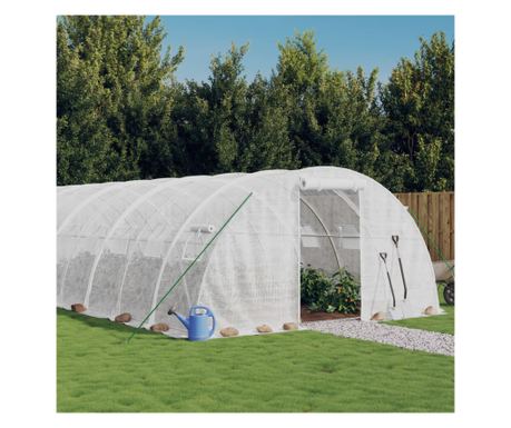 Seră cu cadru din oțel, alb, 24 m², 6x4x2 m