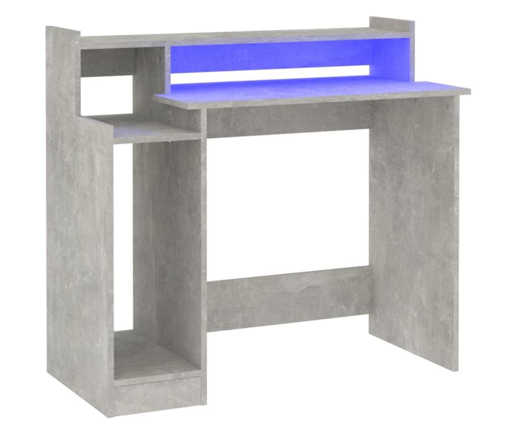 Γραφείο με φώτα LED, γκρι ανθρακί, 97x90x45 εκ., σύνθετο ξύλο - 2