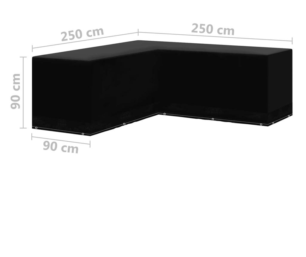 Калъфи за градински мебели 2 бр ъглови 12 капси 250x250x90 см - 7