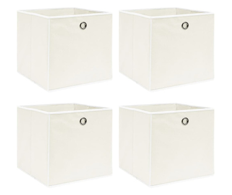 Cutii de depozitare, 4 buc., alb, 32x32x32 cm, textil