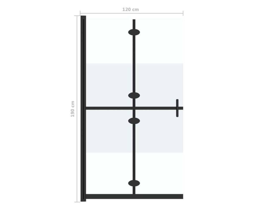 Сгъваема стена за душ наполовина матирано ESG стъкло 120x190 см - 7