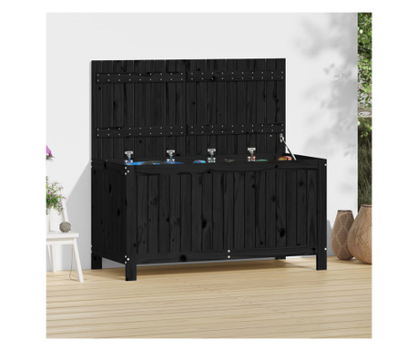 Cutie de depozitare grădină, negru, 121x55x64 cm lemn masiv pin