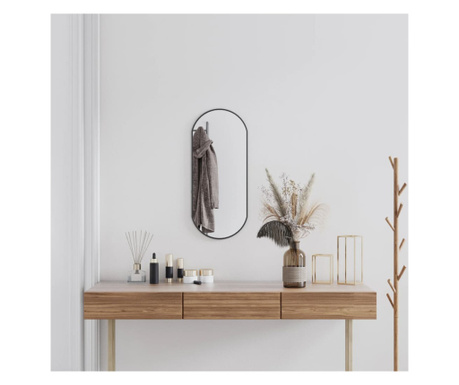 Oglindă de perete, negru, 70x30 cm, ovală