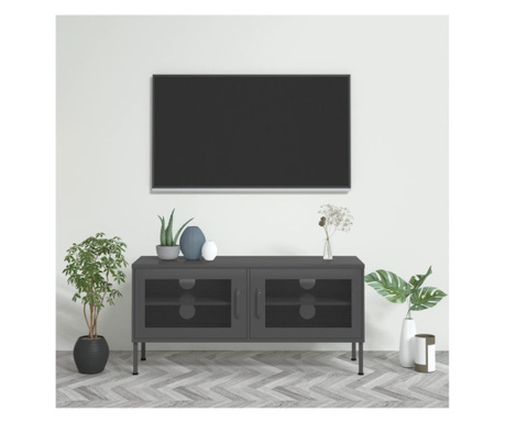Comodă TV, antracit, 105x35x50 cm, oțel
