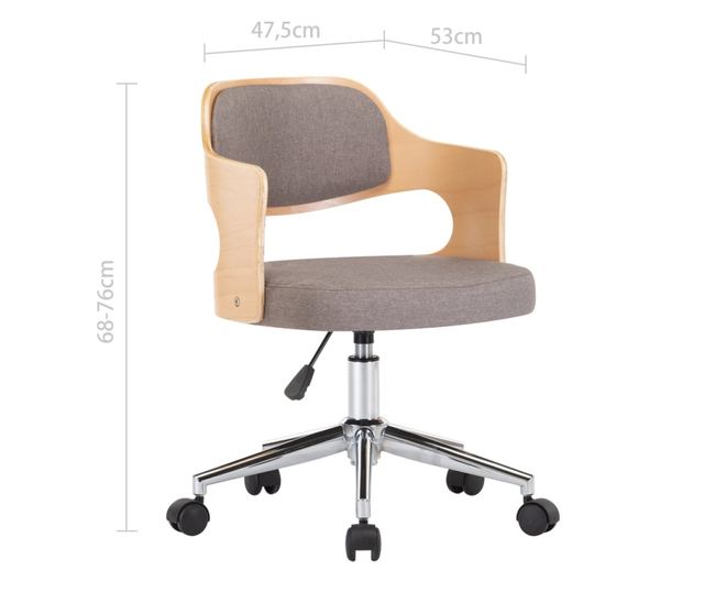 Vrtljiv jedilni stol, taupe siva, upognjen les/tkanina