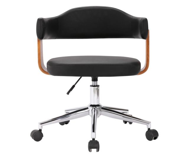 Vrtljivi stoli, 2 kosa, črna, upognjen les in umetno usnje