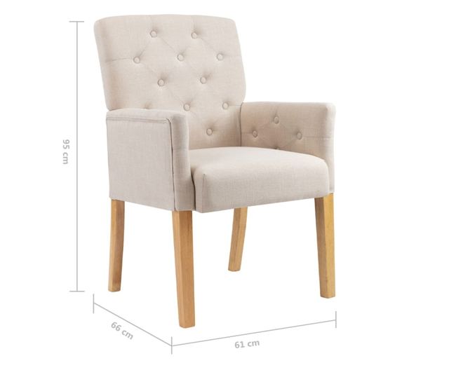 Jedilni stoli z naslonjali za roke, komplet 2, bež, blago