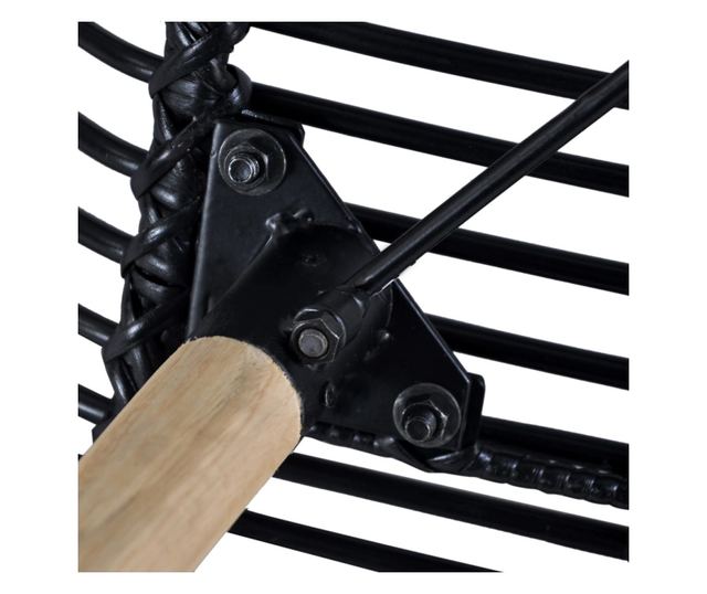 Kuhinjski stoli, 6 kosov, črni, naravni ratan