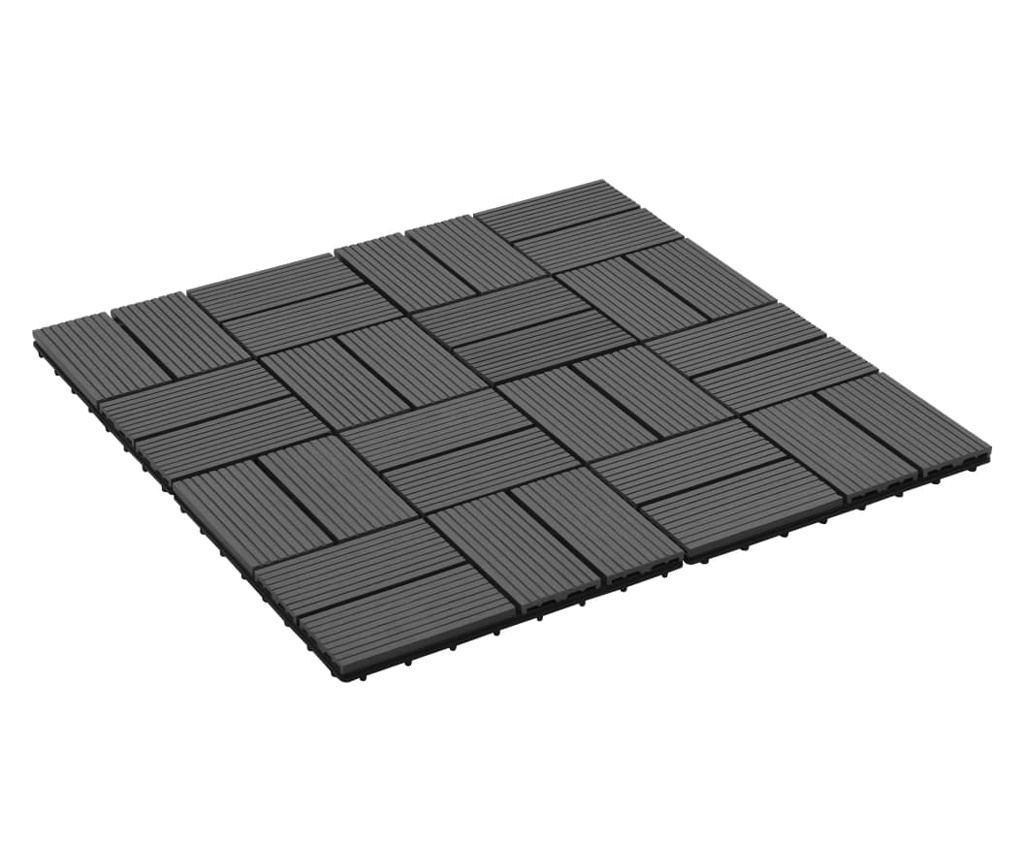 Plăci de pardoseală 11 buc, negru, 30 x 30 cm, WPC, 1 mp - 2