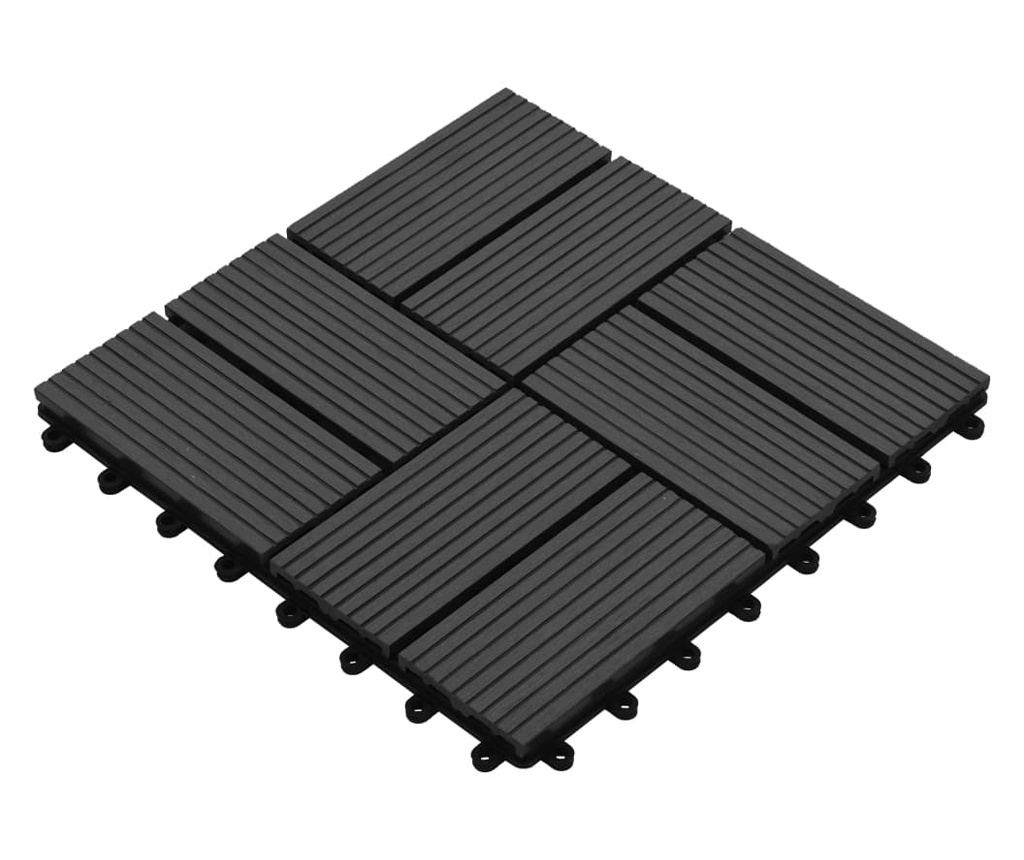 Plăci de pardoseală 11 buc, negru, 30 x 30 cm, WPC, 1 mp - 3