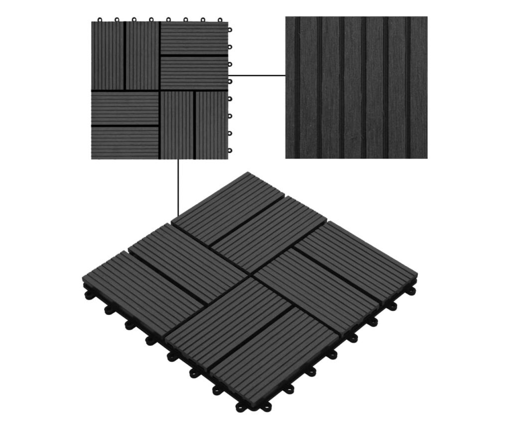 Plăci de pardoseală 11 buc, negru, 30 x 30 cm, WPC, 1 mp - 4