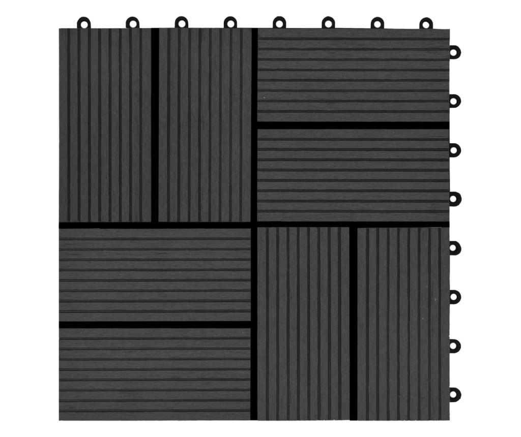 Plăci de pardoseală 11 buc, negru, 30 x 30 cm, WPC, 1 mp - 5