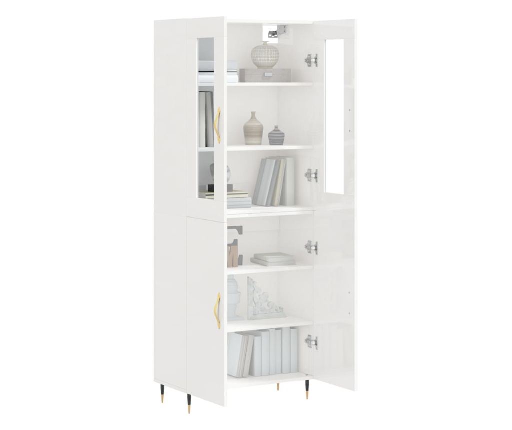Visoka ormar, bijela visokog sjaja, 69,5x34x180 cm, kompozitno drvo - 3