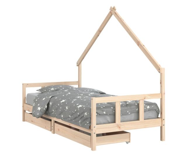 Παιδικό Κρεβάτι με Συρτάρια, 90x200 εκ., από Μασίφ Ξύλο Πεύκου