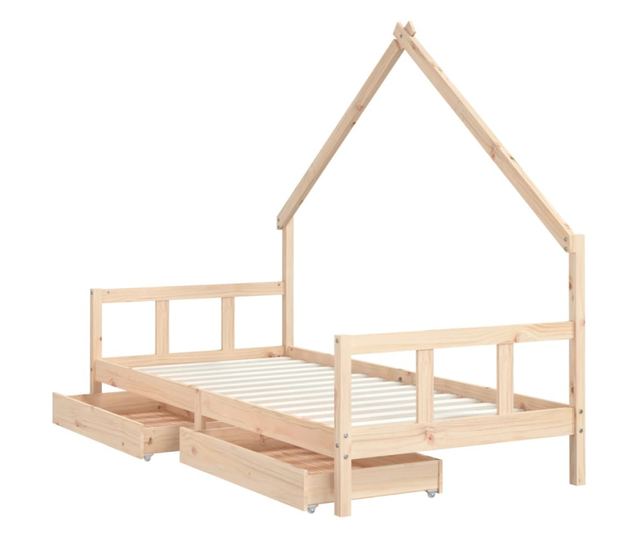 Παιδικό Κρεβάτι με Συρτάρια, 90x200 εκ., από Μασίφ Ξύλο Πεύκου