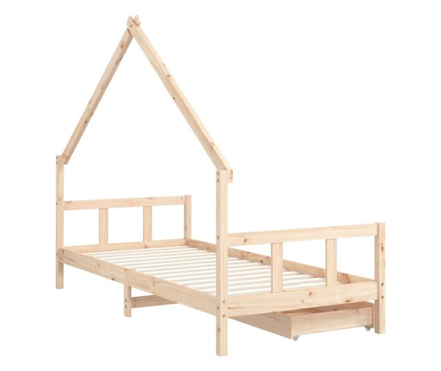 Παιδικό Κρεβάτι με Συρτάρια, 90x200 εκ., από Μασίφ Ξύλο Πεύκου