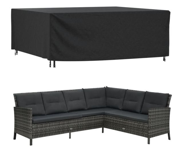 fekete 420D vízálló kerti bútorhuzat 250x210x90 cm