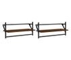 Rafturi de perete cu bare, 2 buc., stejar maro, 65x25x30 cm