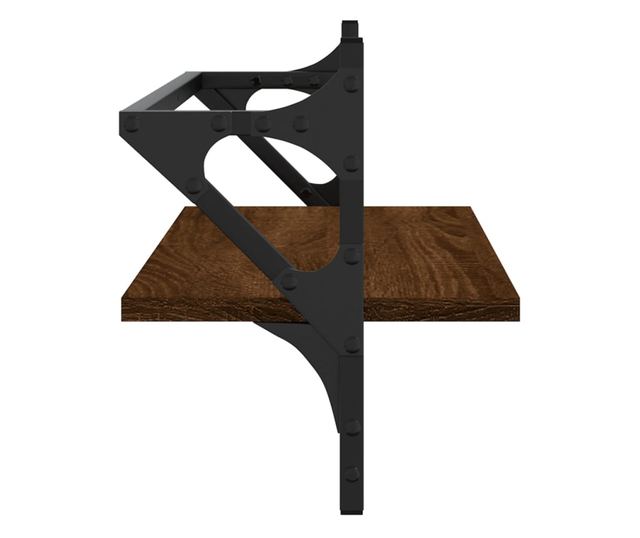 Rafturi de perete cu bare, 2 buc., stejar maro, 65x25x30 cm