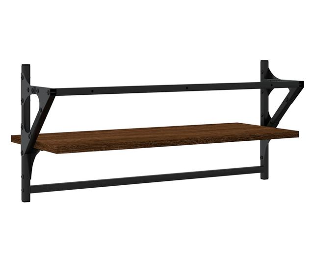 Rafturi de perete cu bare, 2 buc., stejar maro, 65x25x30 cm