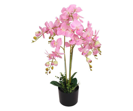 Plantă artificială orhidee cu ghiveci, 75 cm, roz