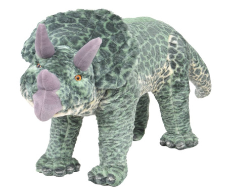 Jucărie din pluș dinozaur Triceratops în picioare, verde, XXL