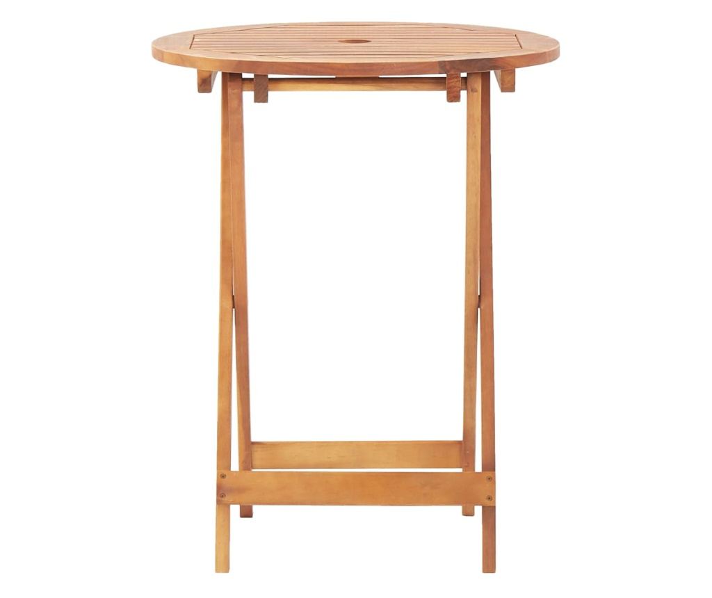 3dílný bistro set vzor listů textil a masivní dřevo - 6