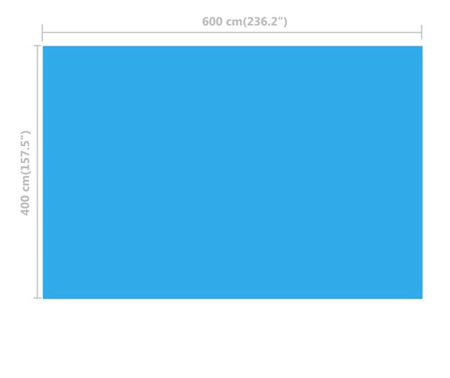 kék, négyszögletes PE medencetakaró 600 x 400 cm