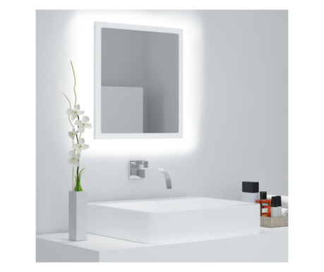 Oglindă de baie cu LED, alb, 40x8,5x37 cm, acril