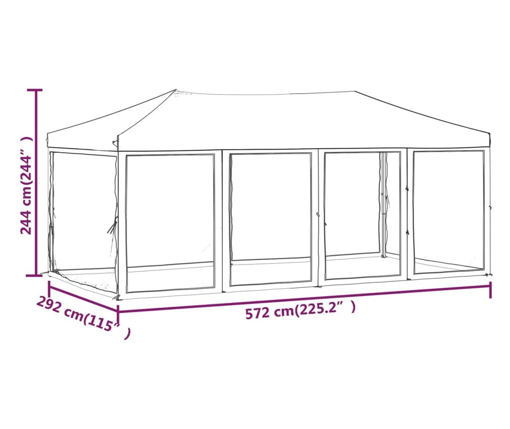 antracitszürke összecsukható partisátor oldalfalakkal 3x6 m - 10