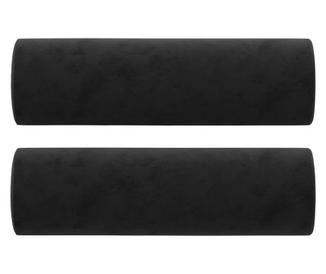 Ukrasni jastuci 2 kom crni Ø 15 x 50 cm baršunasti