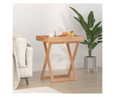 Πτυσσόμενο Τραπέζι με Δίσκο, 52x36x56,5 εκ., Μασίφ Ξύλο Καρυδιάς