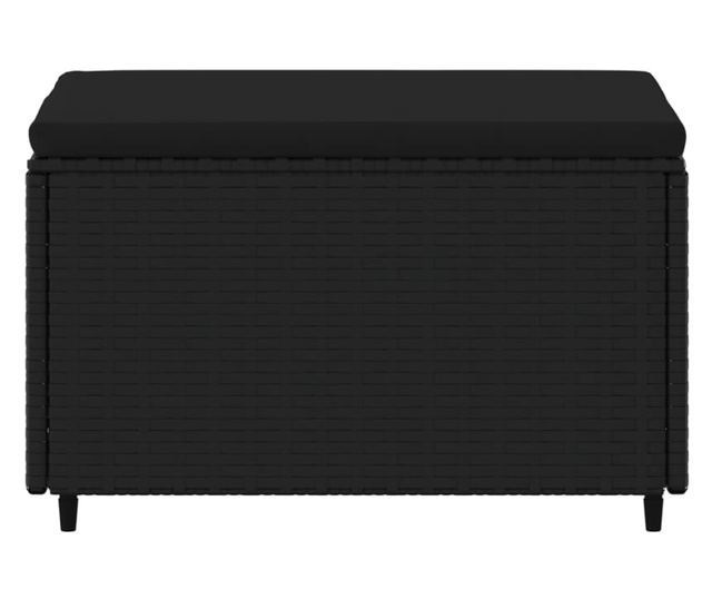 Vrtna klupa s jastukom, crna, poliratan