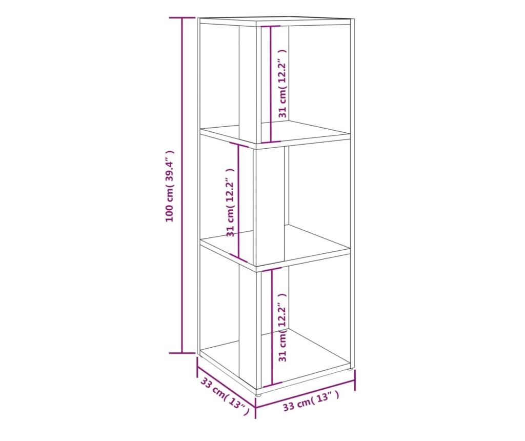 Ъглов шкаф, сонома сиво, 33x33x100 см, композитно дърво - 8