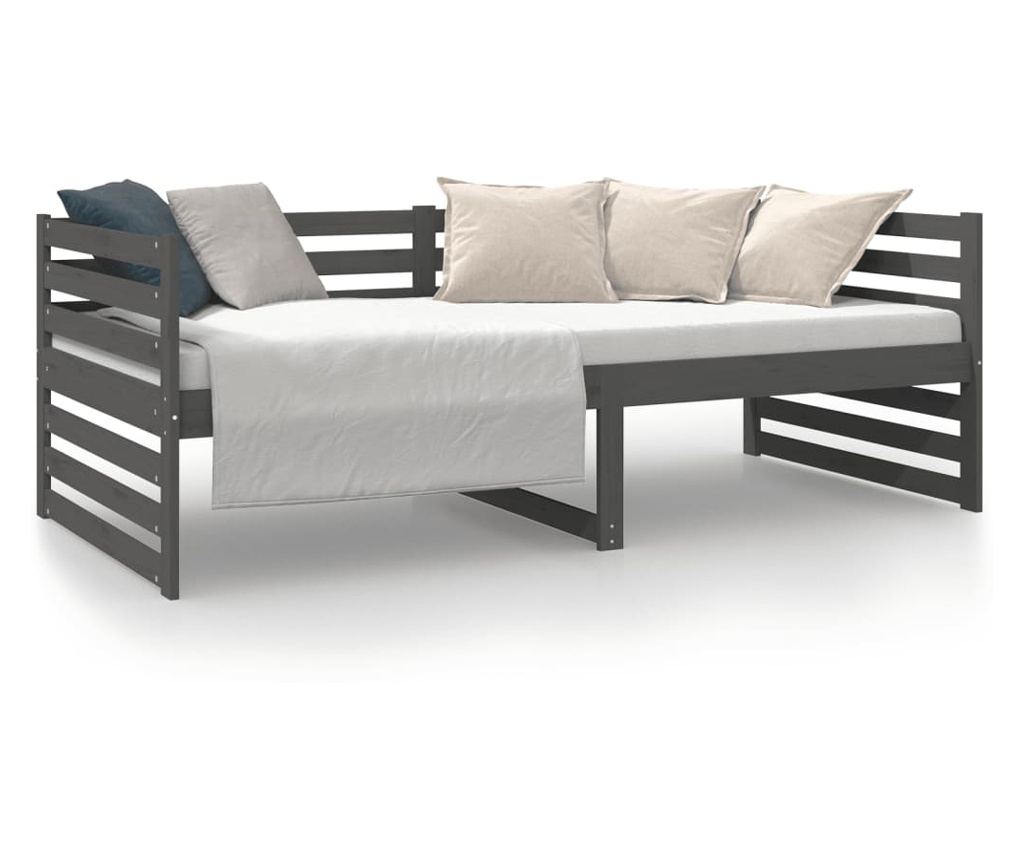Daybed, Γκρι, 90x190 εκ., Μασίφ Ξύλο Πεύκου - 4
