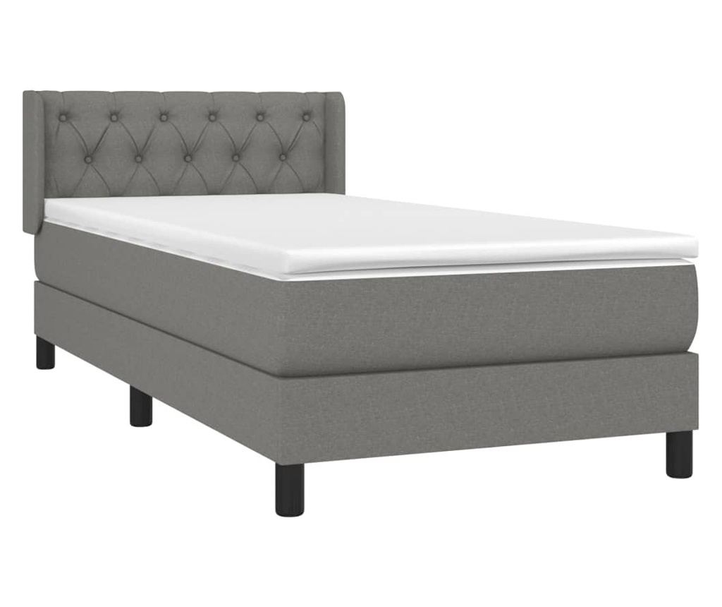 Box spring κρεβάτι με στρώμα, σκούρο γκρι, 80x200 εκ., ύφασμα - 3