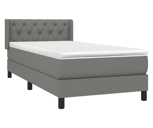 Боксспринг легло с матрак, тъмносиво, 80x200 см, текстил