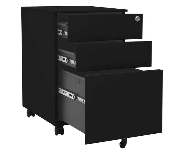 Mobilni ormarić za spise, crni, 39x45x60 cm, čelik