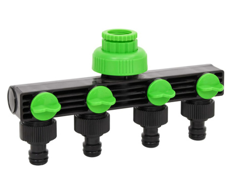 Adaptor pentru robinet 4 căi verde/negru 19,5x6x11 cm ABS și PP