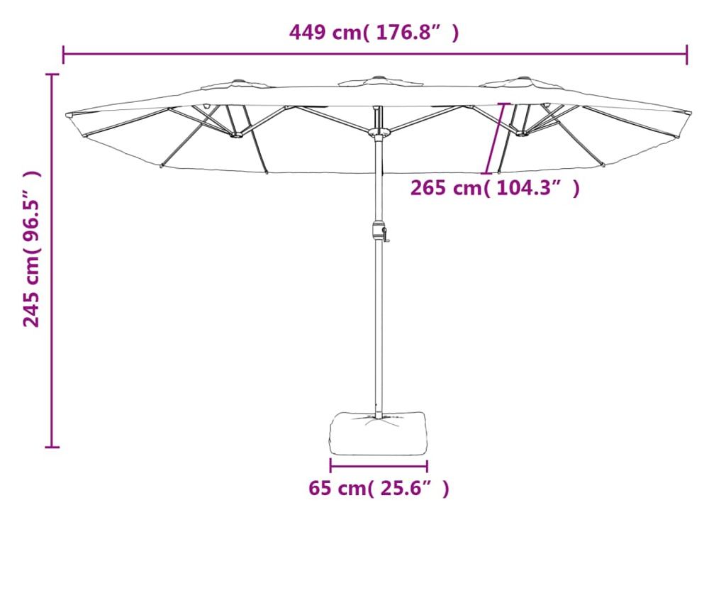 Двоен LED чадър, антрацит, 449x245 см - 10