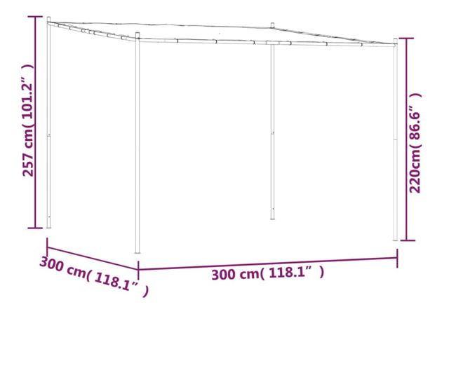 Pavilon, antracit, 3x3 m, 180 g/m, textil s acl