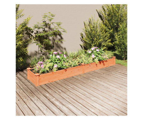 Strat grădină înălțat cu căptușeală maro 240x45x25 cm lemn brad