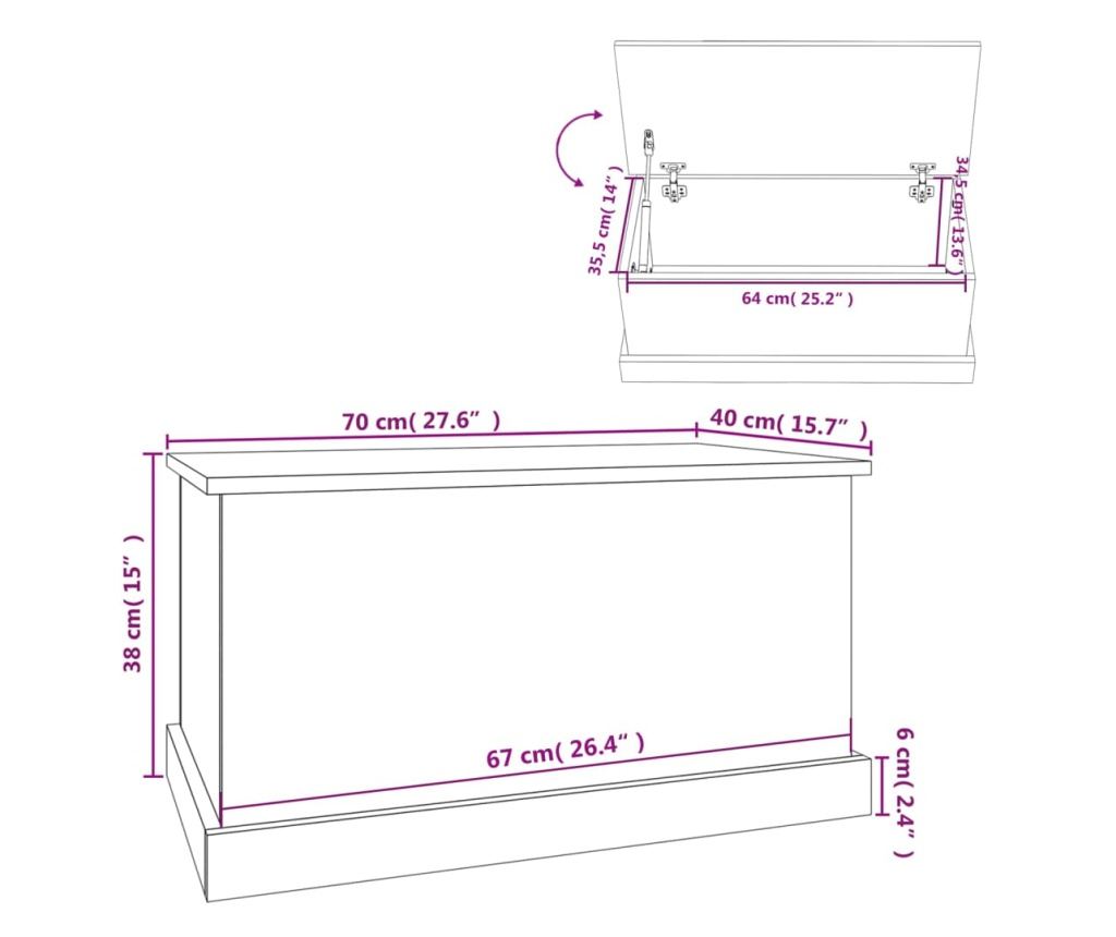 Кутия за съхранение, сонома сиво, 70x40x38 см, инженерна дървесина - 10